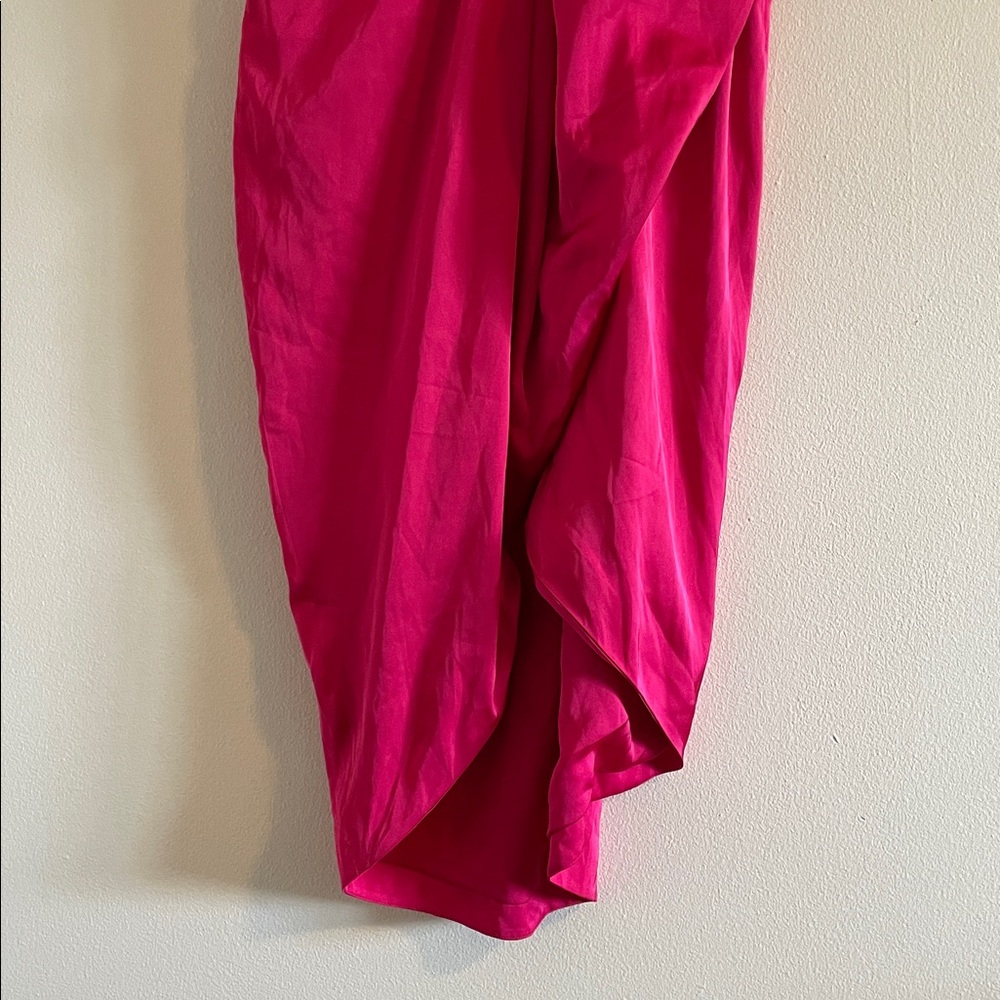 AMUR Deena Dress One Shoulder Midi Women’s 4 Cut Out Rosie Raspberry Hot Pink - Picture 8 of 13